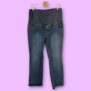 Thyme (XL) Maternity Blue Bootcut Jeans Dark Stone Wash Stretchy